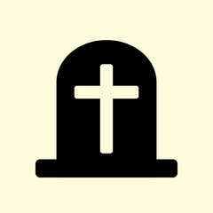 Obraz premium Christian Grave Marker Icon Simple Flat Cemetery Tombstone