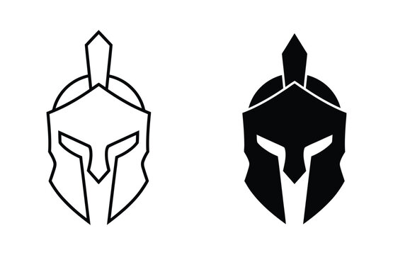  helmet of the Spartan warrior symbol, emblem. spartan and gladiator helmet logo icon designs vector. Spartan helmets for warrior concepts. Spartan helmet logo.