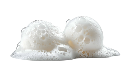 Close-up of frothy, bubbly white soap or foam with irregular shape