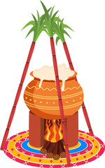 traditional clay pot of rice dish celebrating pongal harvest festival in India