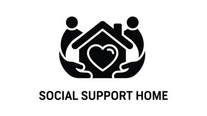 Obraz premium A symbolic representation of family home care and support illustrated with a heart and protective arms