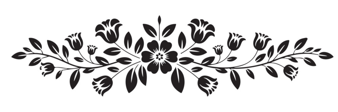 Floral decorative ornament flowers blossoms flourish flourish beautiful branch leaves drawing decoration design element design botanical flourish vector 186 Vector Art