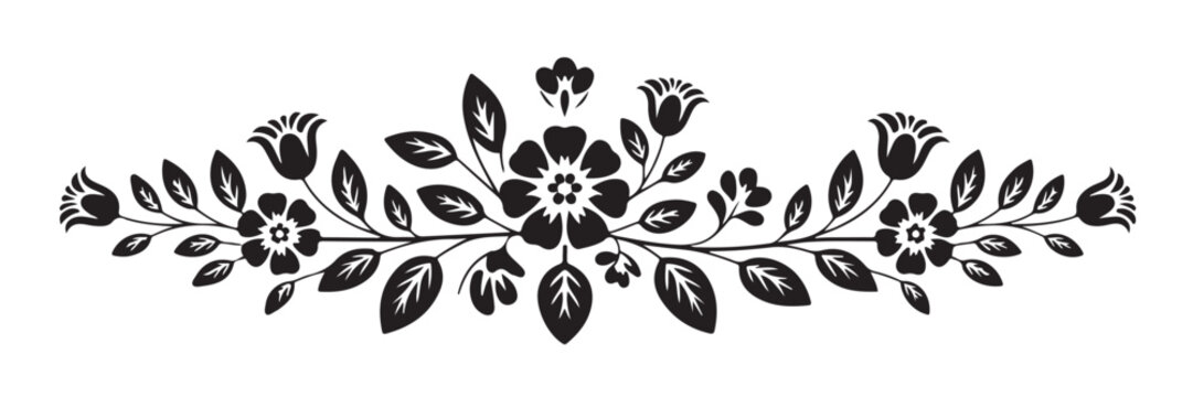 Floral decorative ornament flowers blossoms flourish flourish beautiful branch leaves drawing decoration design element design botanical flourish vector 186
