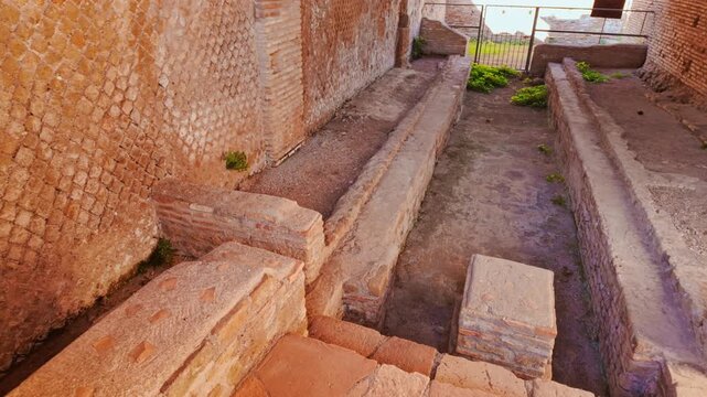 Fullonica, a ancient laundry or fullery, located in Ostia Antica, the old port of Rome, Lazio, Italy, dating back to the 7th century BC