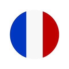 France Flag Circle Icon Isolated on Transparent Background. National Symbol. Vector Illustration