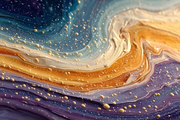 Abstract Swirling Paint with Gold and Purple Hues Keywords: abstract, paint, swirling, texture