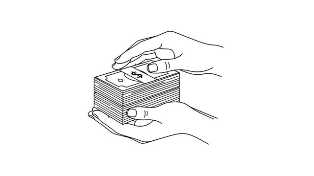 Hands holding a stack of money counting cash.