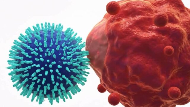 CAR-T cell attacking cancer tumor cell immunotherapy medical 3d animation isolated on white