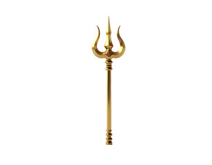 Golden trident scepter with ornate detailing and polished metallic finish