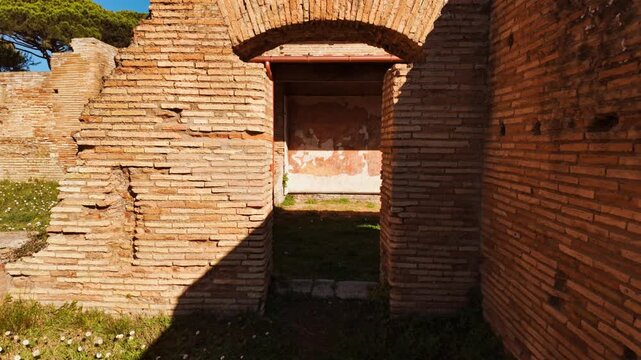 The ruins of Ostia Antica, the old port of Rome, Lazio, Italy, dating back to the 7th century BC