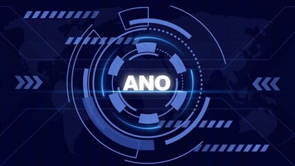 Digital Futuristic HUD with ANO Text and World Map Backdrop interface technology