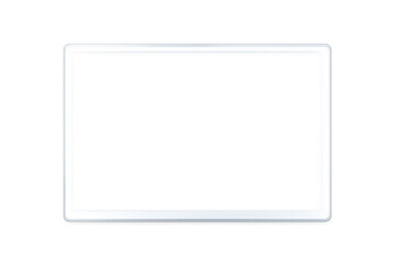 White glowing neon thin frame with rounded corners, clean light effect, modern border on transparent background