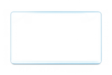 Frosted rectangular frame forming winter border with soft falling snow effect, transparent background