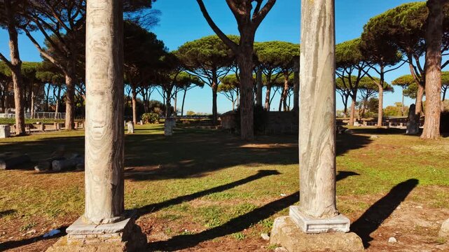 The ruins of Ostia Antica, the old port of Rome, Lazio, Italy, dating back to the 7th century BC