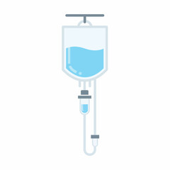 Flat illustration of an intravenous IV fluid bag suspended vertically