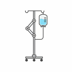 Flat icon of an adjustable intravenous IV pole with a hanging fluid bag