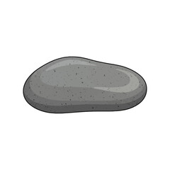 Flat oblong grey speckled river stone illustration on white