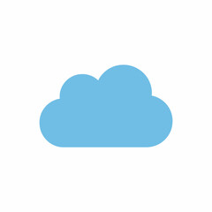 Flat light blue cloud icon centered on a white background