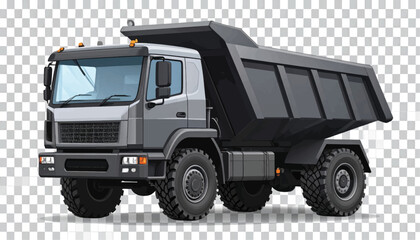 Heavy duty dump truck on construction site with grey background © devilito