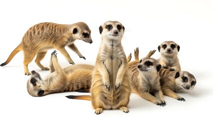 Playful meerkats in various poses