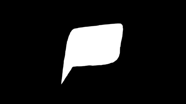 Hand drawn white speech bubble animation on black background for comic book dialogue social media chat bubbles and creative storytelling video transitions.

