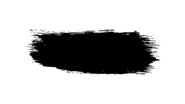 Artistic black ink paint brush stroke banner animation on white background for creative title reveals artistic motion transitions and cinematic video editing overlays.
