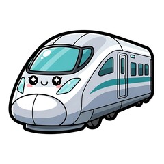 Obraz premium Cartoon train with smiling face.