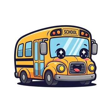 Cartoon school bus with smiling face.