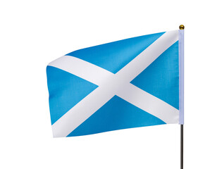 Scottish flag flag fluttering on a thin metal pole