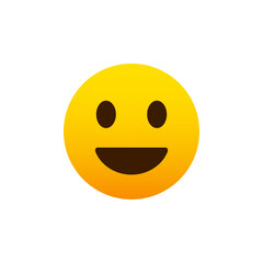 Fototapeta premium Happy face icon in flat design. Smiling emoji symbol. Positive emotion sign