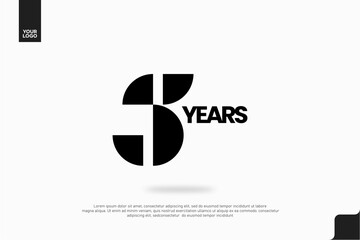 5 Years Anniversary Typography Logo in Black and White for Corporate Branding