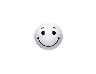 Fototapeta premium Smiling round white ball with simple black facial features on a clean white background
