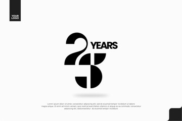 25 Years Anniversary Typography Logo in Black and White for Corporate Branding