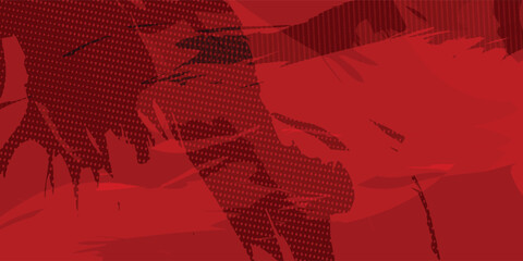 Abstract Rough Red Grunge Texture Design Background with Dots, Halftone Red Color Pattern, Grunge Texture Gradient.