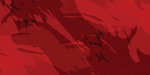Abstract Rough Red Grunge Texture Design Background with Dots, Halftone Red Color Pattern, Grunge Texture Gradient.