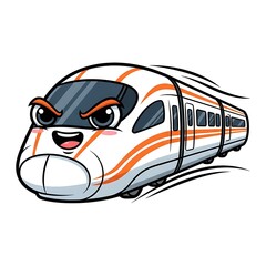 Fototapeta premium Cartoon train with smiling face.