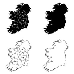 Ireland with counties and Northern Ireland Outline and Solid Fill Map Set.