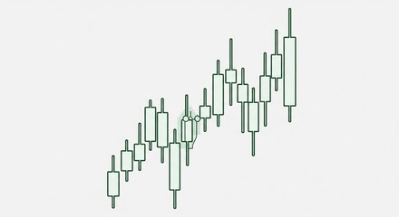 Green Candle Chart with Upward Trend and Wicks