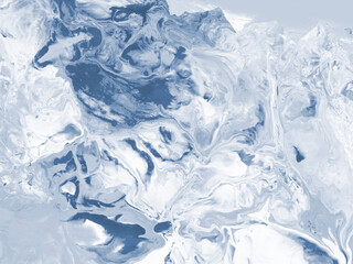 Winter landscape, abstract art painting, blue creative hand painted background, marble and brush  texture, acrylic.