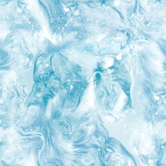 Seamless pattern, abstract blue original painting. Hand drawn, impressionism style, marble texture, brush strokes of paint, art background