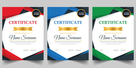 Modern Certificate Template Collection with Gold Accents