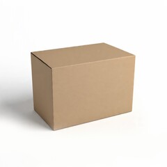 Plain Brown Cardboard Box Isolated on White Background, Packaging and Shipping Mockup Concept, Generative AI