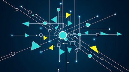 Futuristic Data Flow Visualization with Interconnected Geometric Network