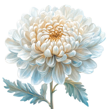 Chrysanthemum Flower, delicate painting watercolor vector with vivid brush accents, isolated on a white background.