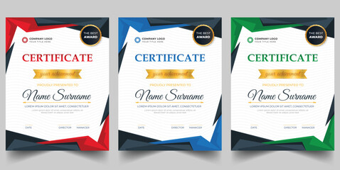 Modern Certificate Template Collection with Gold Accents