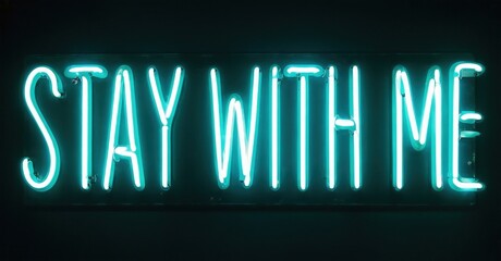 Obraz premium Bright turquoise neon sign displays text. Dark background emphasizes glowing words, creating dramatic visual impact. Simple, direct message.