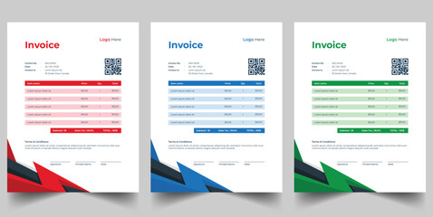 Modern Business Invoice Templates with Geometric Design