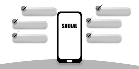 Smartphone chat box for organizational business planning illustration	