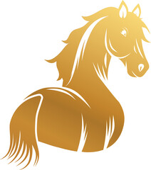 Gold Chinese Horse Imlek Decorative