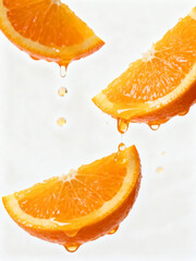 Fresh Orange Segments Suspended in Air